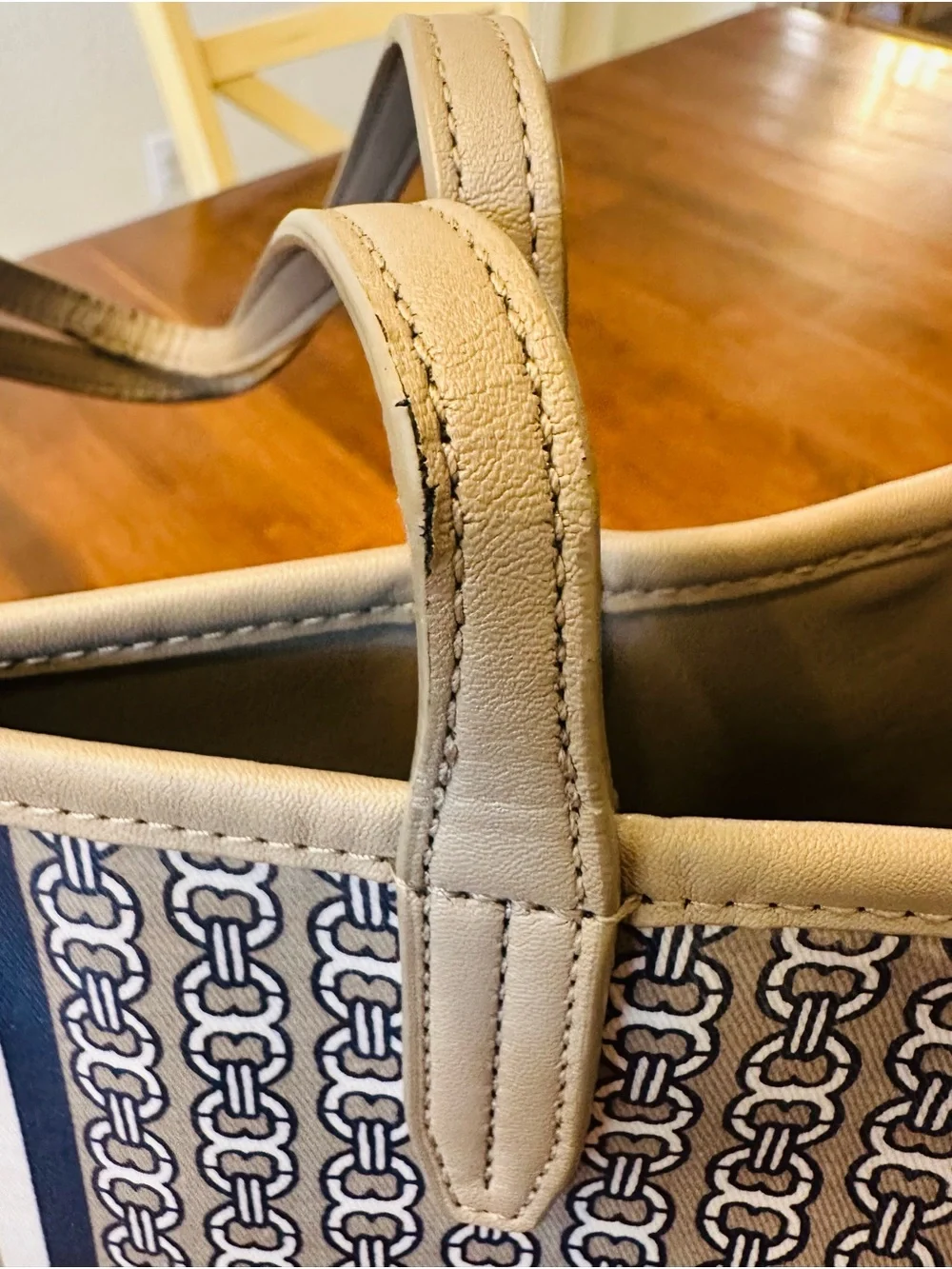 Tory Burch Gray and Navy Gemini Link Tote